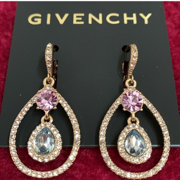 Givenchy Pavé & Pear-Shape Crystal Orbital Drop Earrings NWT - Picture 2 of 6